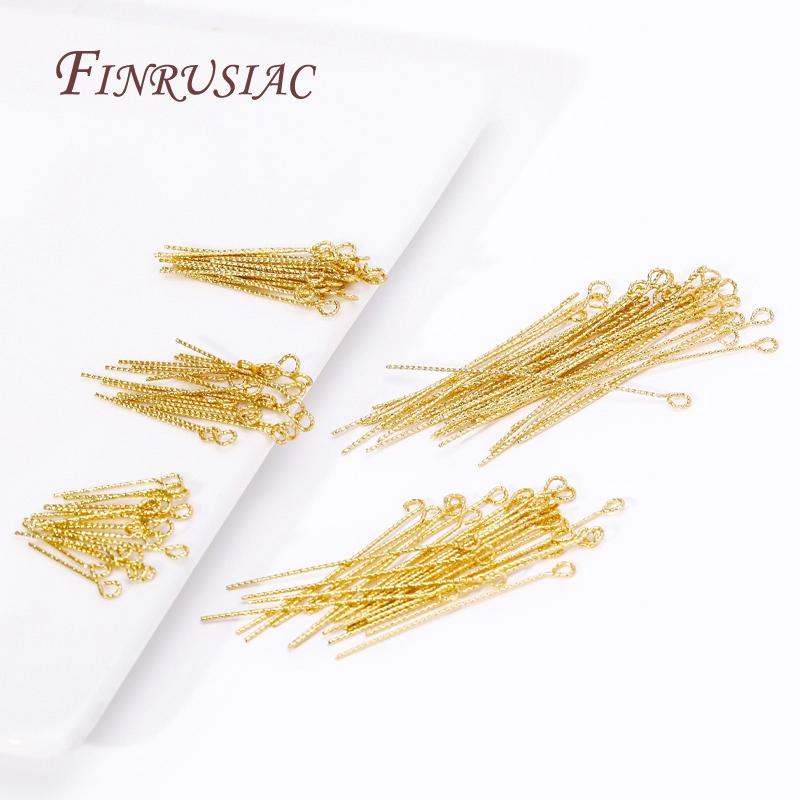 50Pcs/Lot 18K Gold Plated Pins For Jewelry,Brass Eye Pins For Earring Making DIY Beading Accessories