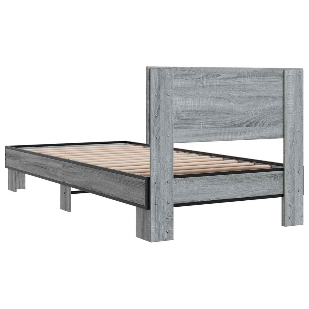 Bed Frame with Headboard Grey Sonoma 80 x 200 cm Engineered Wood