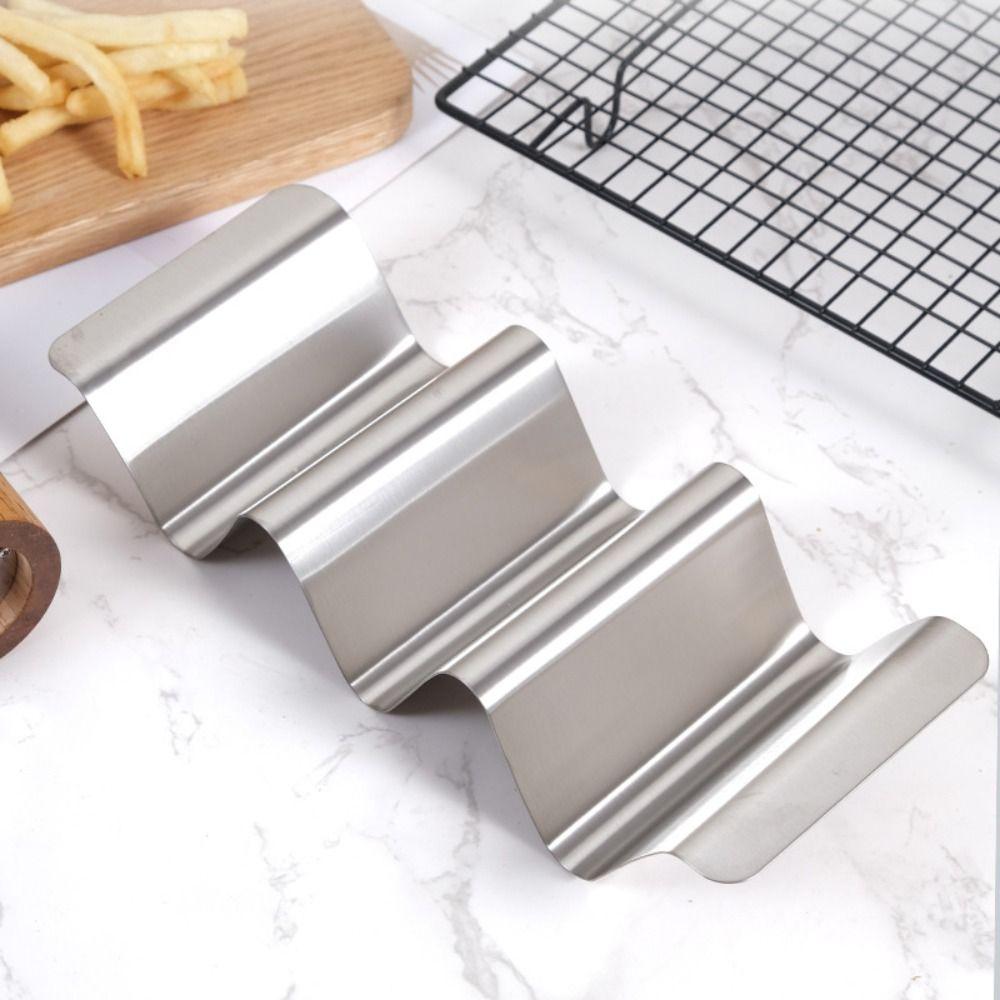 Wavy Taco Stand Silver Mexican Food Rack Durable Stainless Steel Taco Holder  Dinner Tables