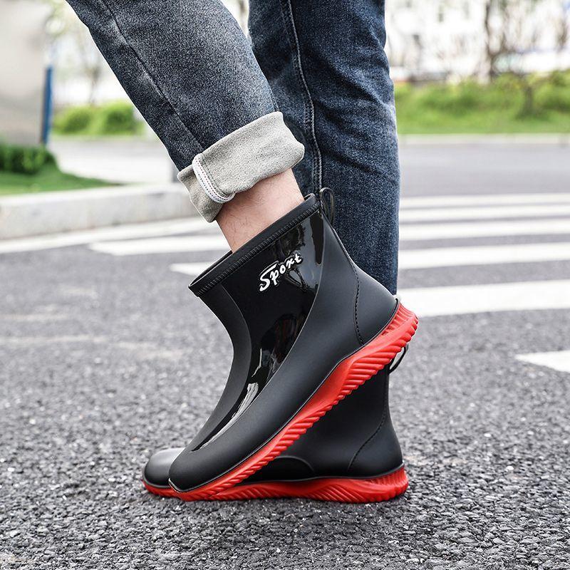Silicone Male Shoes Wear to Work Soft Gumboots Teenagers Wellies Plastic Waterproof Resistant Wear-resistant Men's Rain Boots