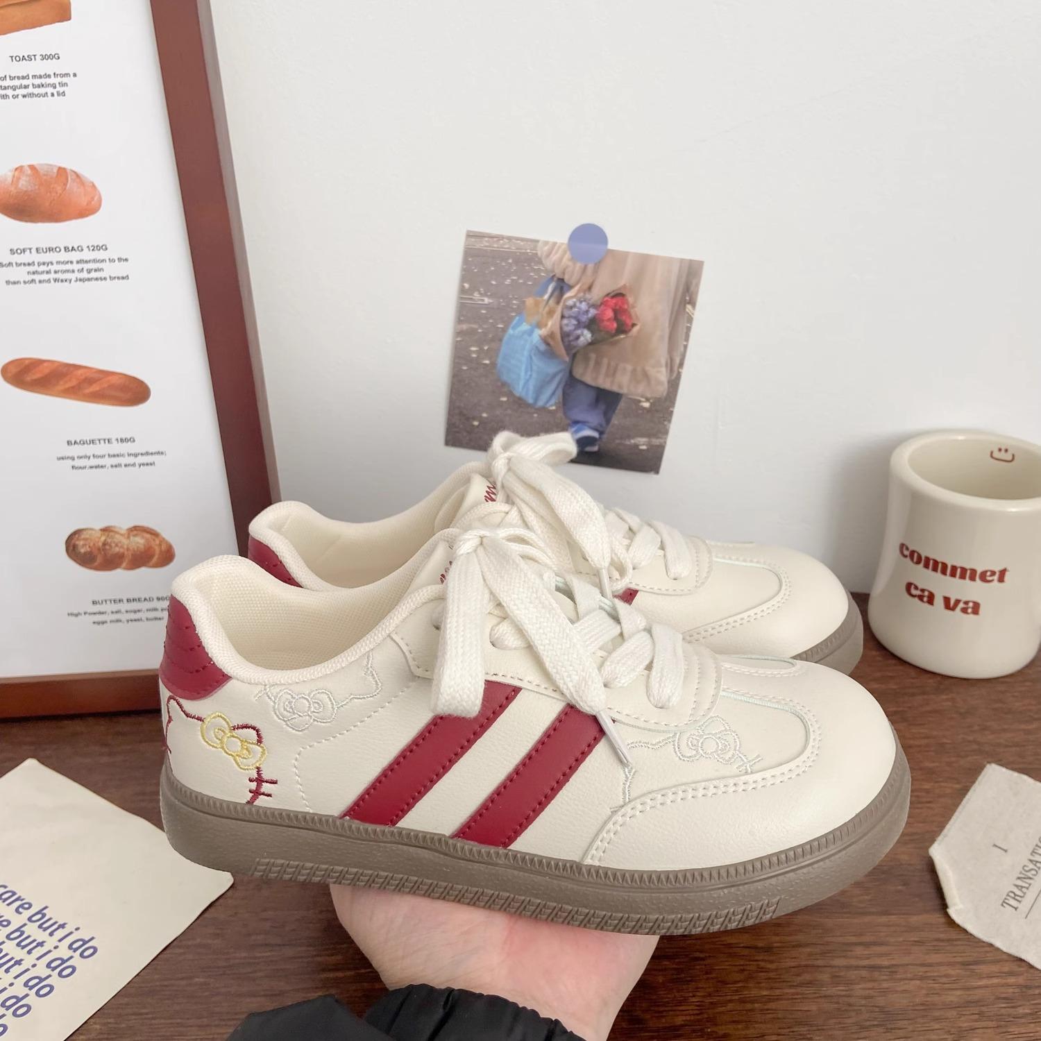 

Женская повседневная обувь с милой вышивкой котенка, мягкая нескользящая подошва, удобные кроссовки De Training, новые модные туфли Hundred Plate 38 красный