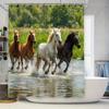 Stunning Four Galloping Horses Shower Curtain Bathroom Decor Waterproof Fabric With Hooks For Stylish Home Upgrade Easy-Clean