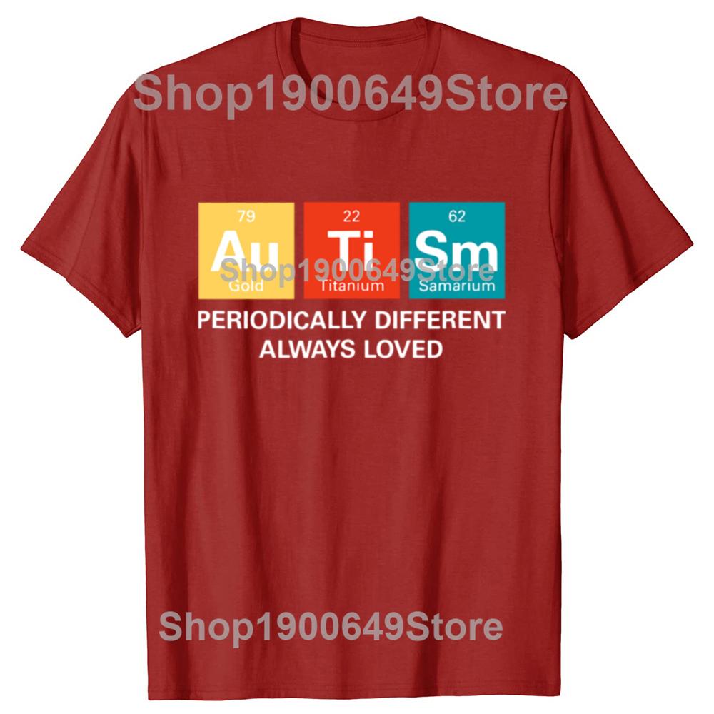 Autism Awareness Funny Disability Periodic Table Tshirts Men Fashion Casual Tshirt 100 Cotton Loose Oversized T Shirt Summer S