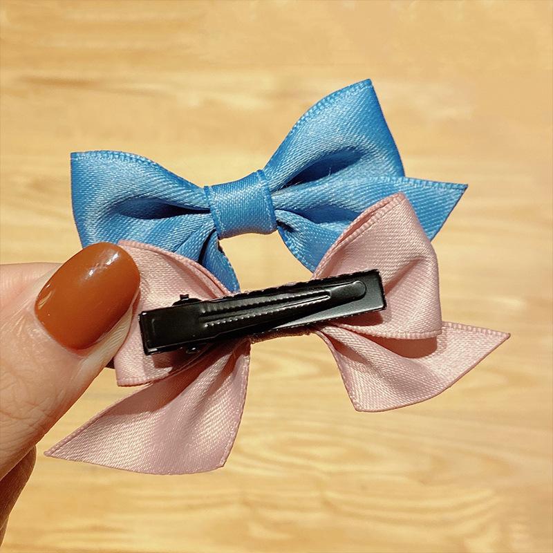2pcs/set Solid Bow Hair Clips For Girls Sweet Hair Ornament Kids Hairpins Barrettes Hairgrip Children Fashion Hair Accessories