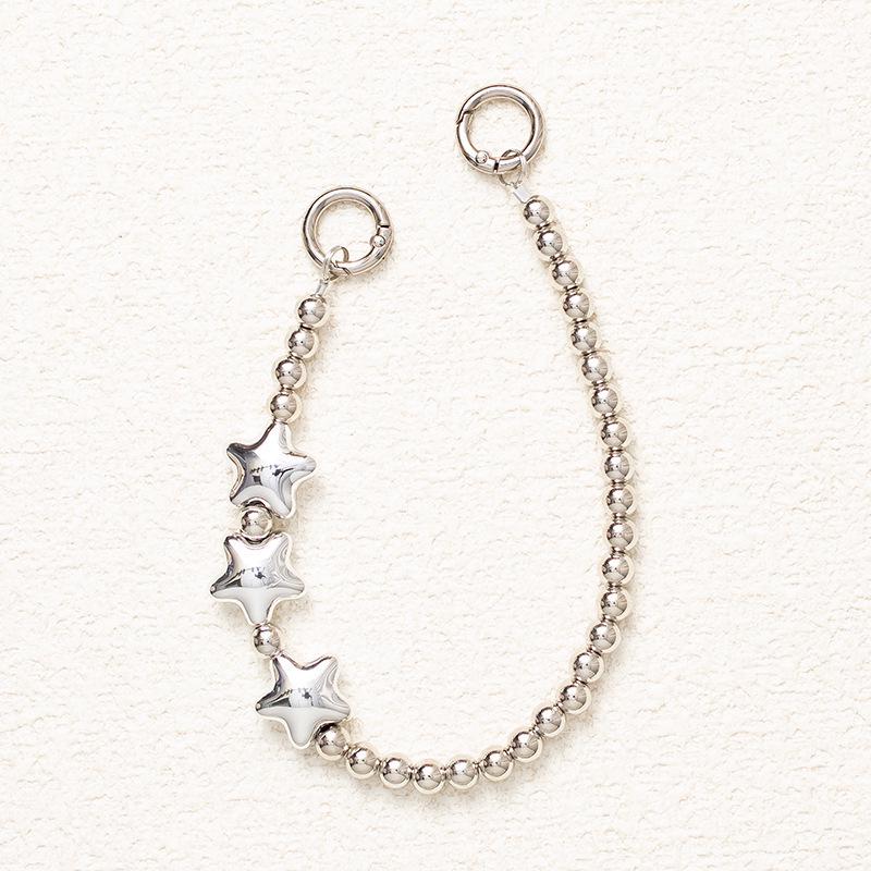 New Gray-Purple Heart Fairy Phone Lanyard: Anti-Drop Pearl Wrist Strap with High-End Appeal