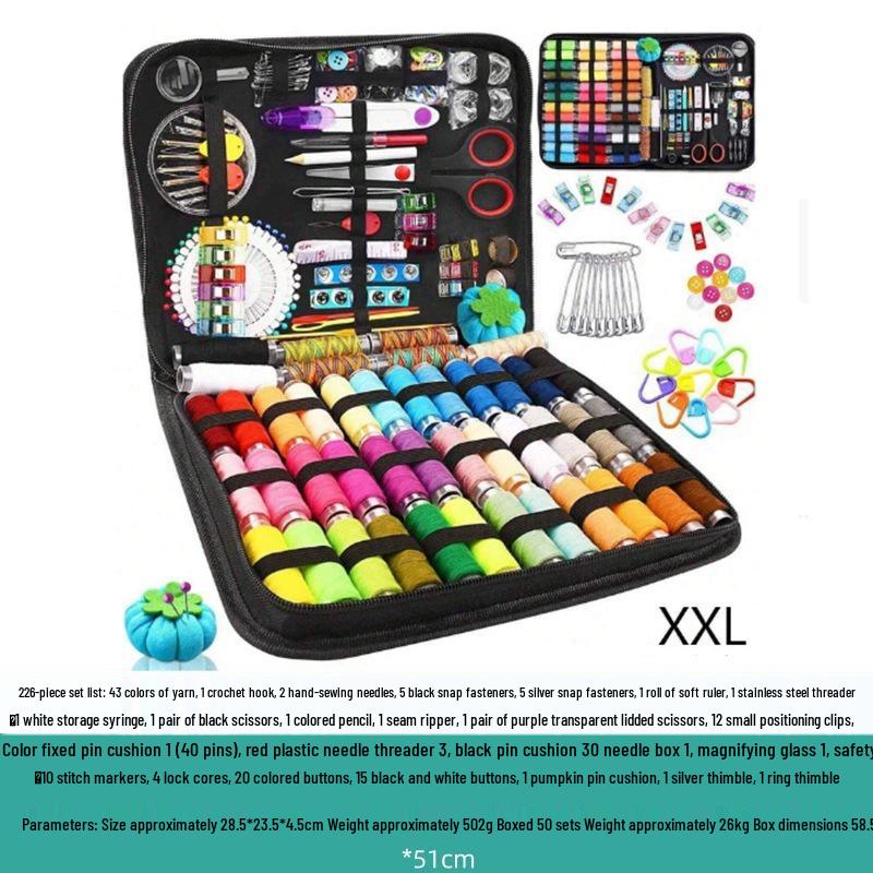 Portable 27-Piece Sewing Kit with Needle and Thread Box
