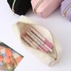 1 PC Solid Color Striped Corduroy Pencil Case Portable Large Capacity Desktop Stationery Storage Student Back-to-School Gift