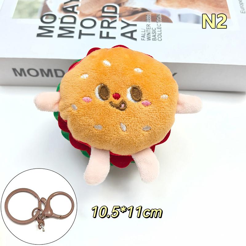 Cute And Creative French Fries Hamburger Figurine Hanging Backpack Couple'S Plush Hanging Decoration Car Keychain