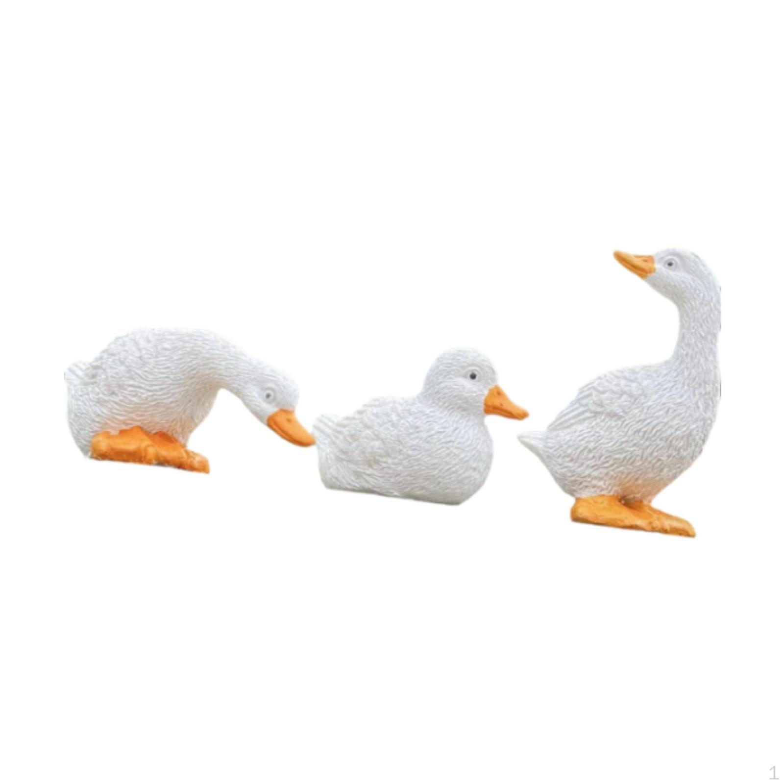 

3 шт. Миниатюрные фигурки уток Декор для цветочных горшков Смоляные мини-скульптуры Украшения для газона для бонсай