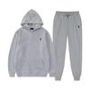 Autumn/Winter Solid Color Hooded Sweatshirt and Sport Pants Set - Unisex Casual Two-Piece