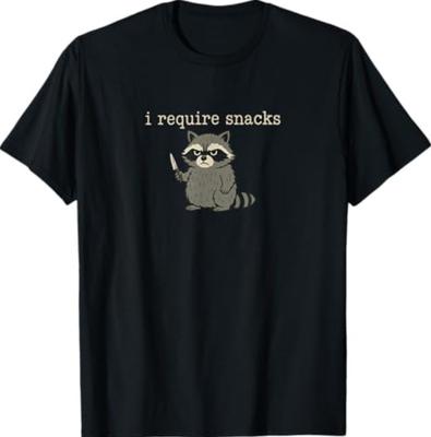 Funny Raccoon, I Require Snacks Meme T-Shirt