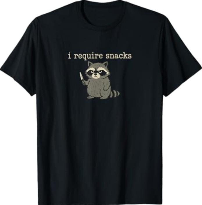 Funny Raccoon, I Require Snacks Meme T-Shirt S разноцветный