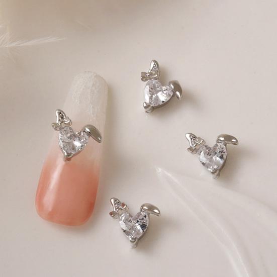 2Pcs Nail Sparkling Decor Non-falling Shining Three-dimensional Art Dazzling DIY New Year Nail Art Bunny