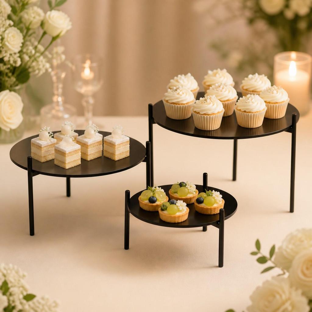 3 Pieces Acrylic Cake Stand with Iron Tripod Base Non-Slip for Buffet Tables