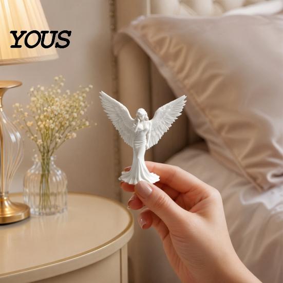 Elegant Angel Home Accent 3D Printed Figurine with Large Wings, Decorative Statue, Smooth Edge Sculpture Art Crafts Decoration for Shelf