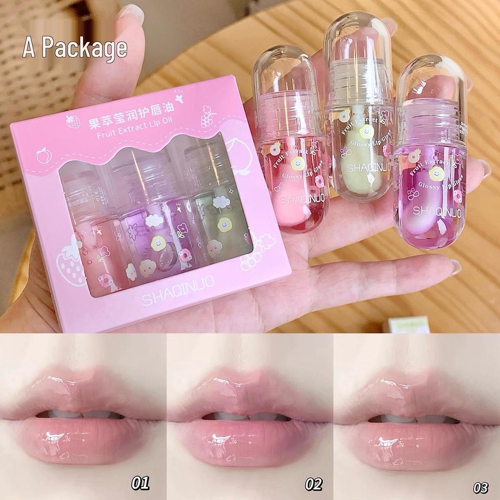 SHAQINUO Strahlendes Frucht-Extrakt Lippenöl-Kapseln: Feuchtigkeitsspendender & Hydratisierender Gloss für rissige Lippen