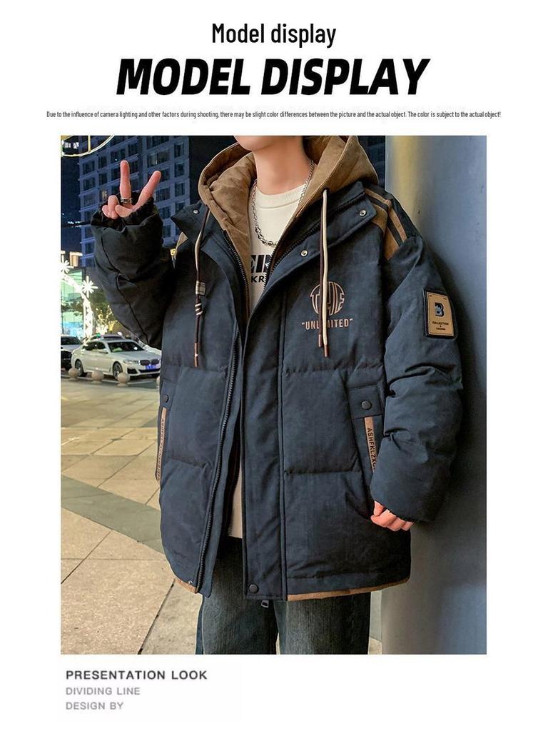 Men's Winter 2024 Stylish Hooded White Duck Down Jacket - Thick, Warm & Fashionable Two-Piece Design