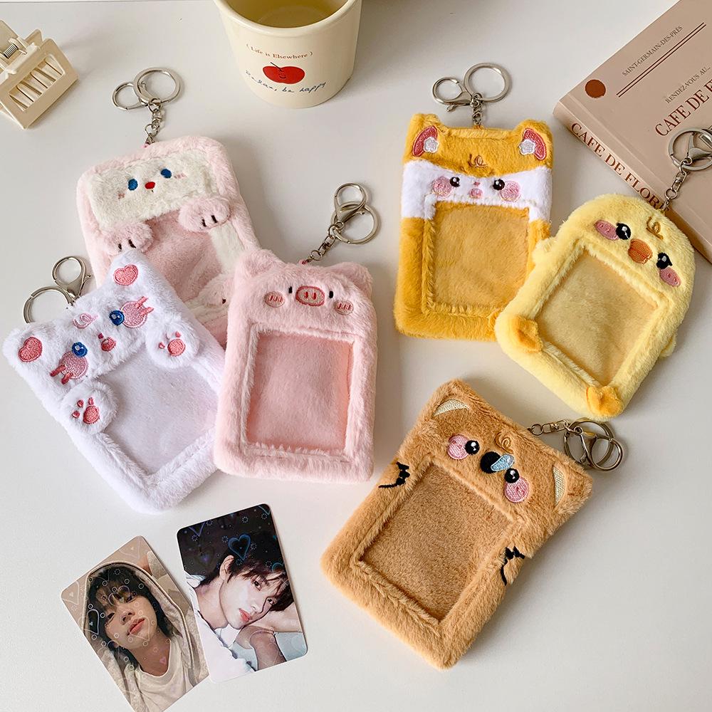 Star Idol Cute Animal Plush Card Holder - 3" Polaroid Display & Protective Sleeve Ornament