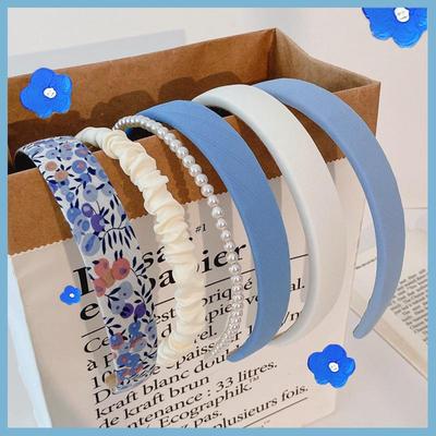Blaue Serie Retro Floral Perlen Stirnband - Vielseitiges Sommer Haaraccessoire