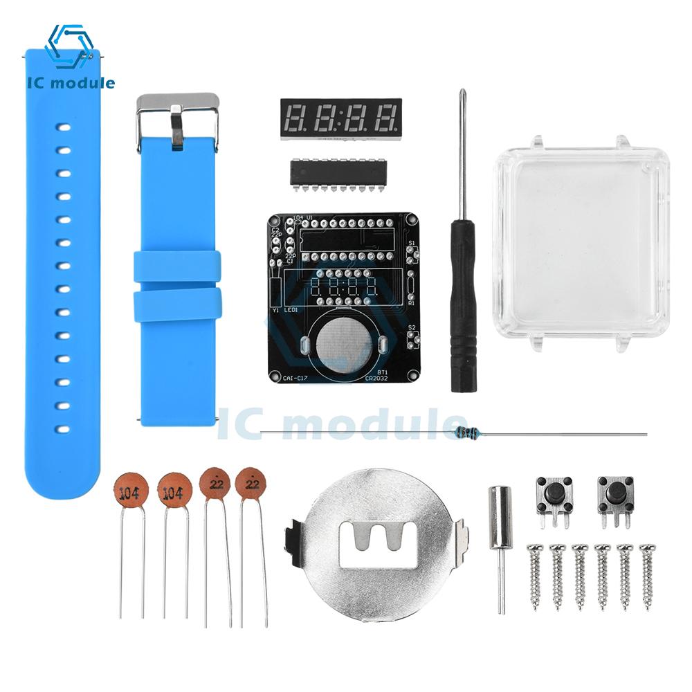 DIY Electronic Watch Kit LED Digital Tube Display Creative Soldering Project Transparent Case DIY Kit (Without Battery)