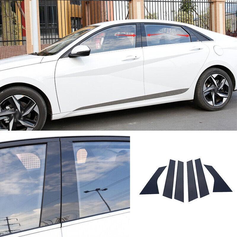For Hyundai Elantra 2021-2024 Pillar Posts Door Piano Black Trim Decal Cover Kit