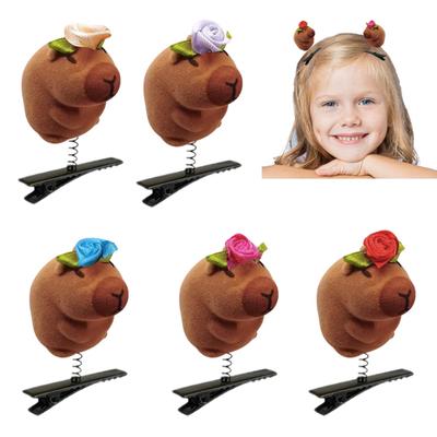 5Pcs Hair Pins Cartoon Capibara Doll Wearing Sunglasses Spring Hair Clips Decorative