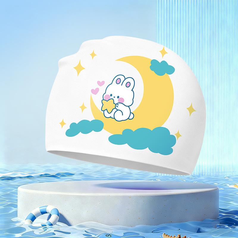 New Children's Cartoon Swimming Cap Cute Dolphin Waterproof Ear Protection Swimming Caps Kids Hot Spring Swimming Equipment