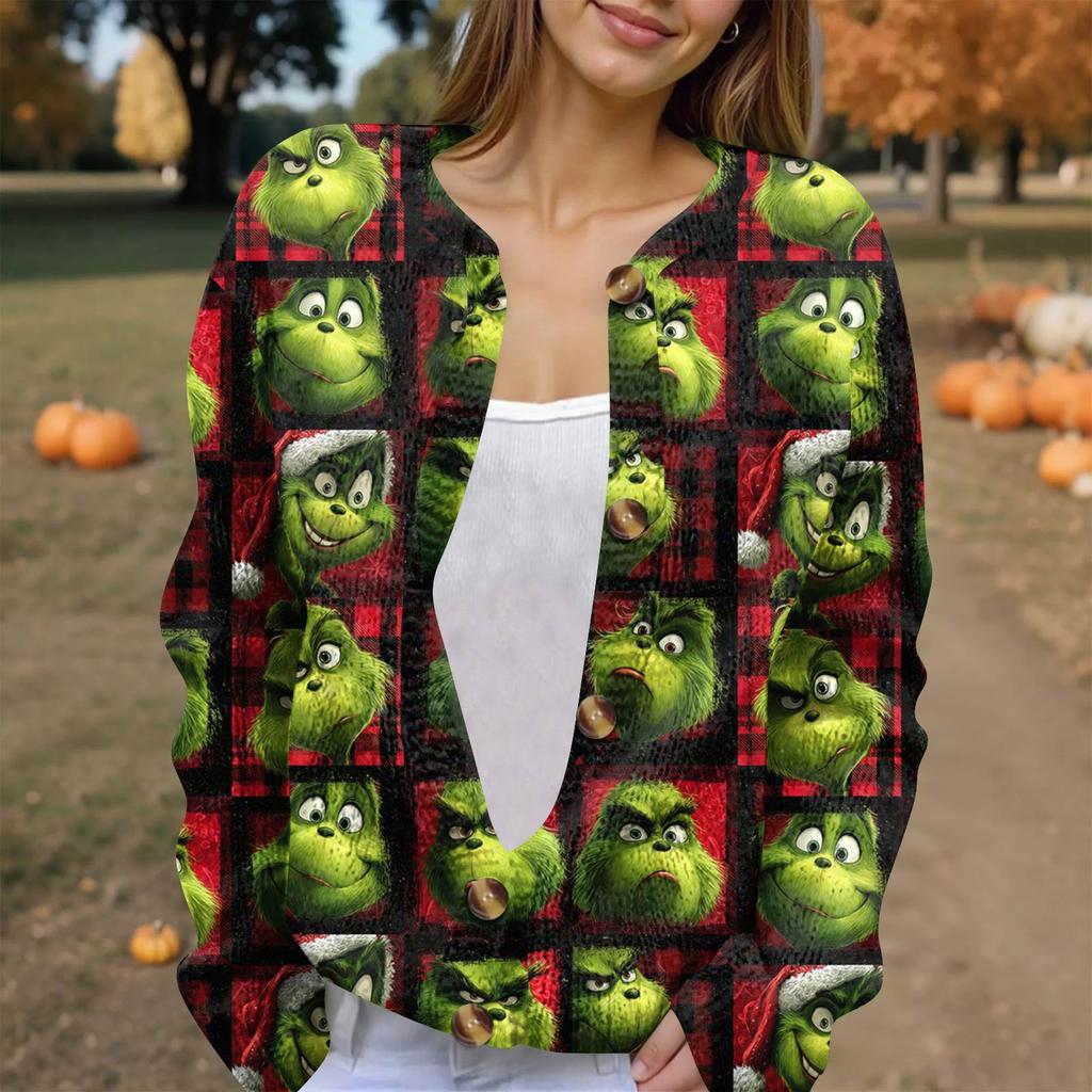 Dámská módní pletená svetrová bunda s dlouhým rukávem a zapínáním na knoflíky