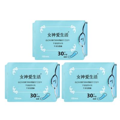 3 Pack/lot Love Anion Sanitary Pads Menstrual Anion 155mm Length Cotton Soft Feminine Hygiene Product 90 Pieces