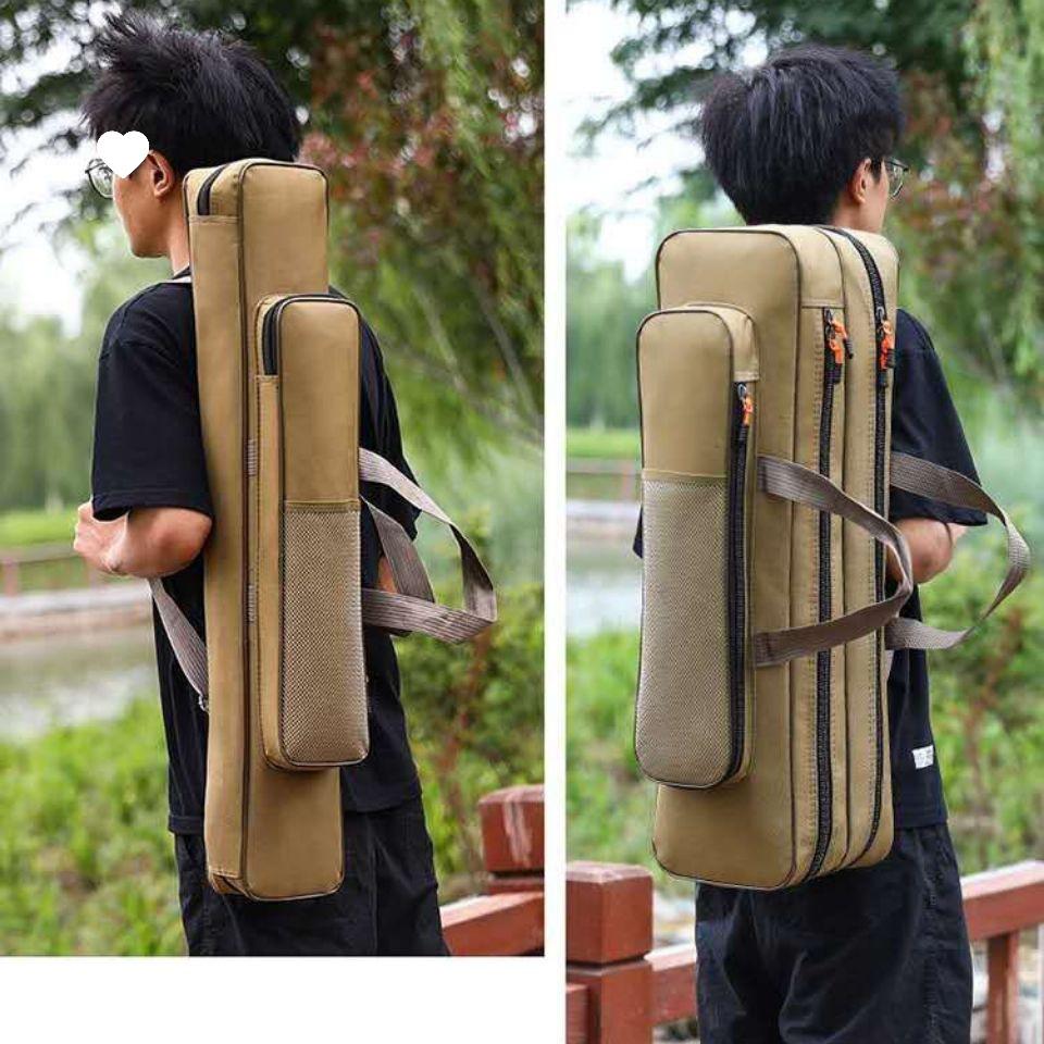 A1R Mini Multi-Layer Fishing Rod Bag - Canvas Gear Bag for Ice & Standard Fishing