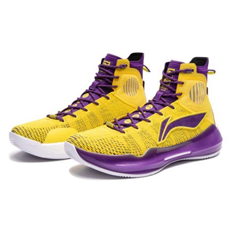 Li Ning YuShuai 13 Boom Coverage Balance Lightweight High top Basketball Shoes Men's Purple Gold ABAP065-11
