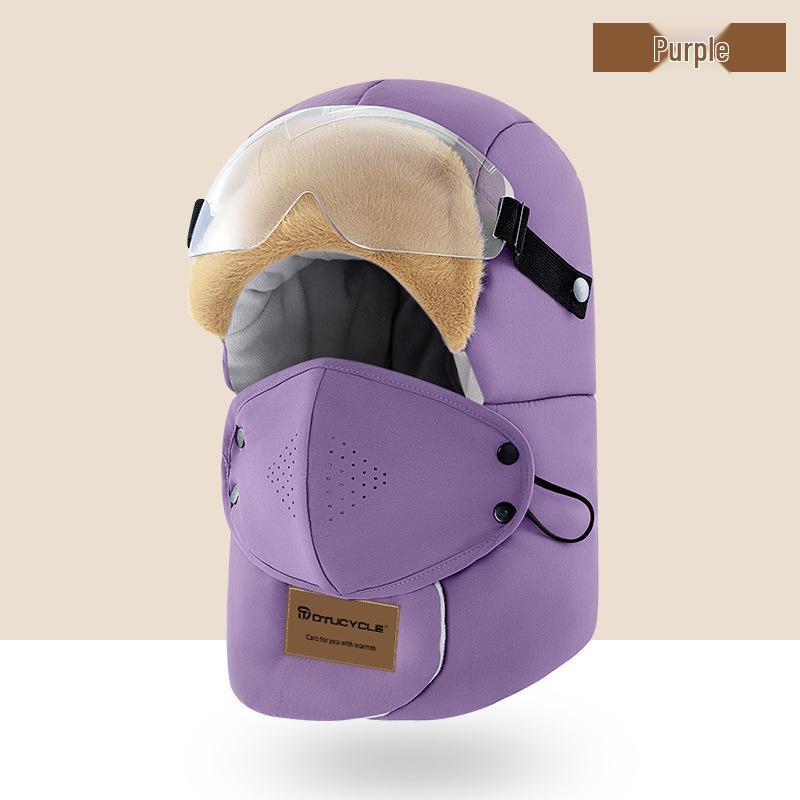 Electric Vehicle Winter Skiing Windproof Waterproof Thickened Lei Feng Hat with Visor