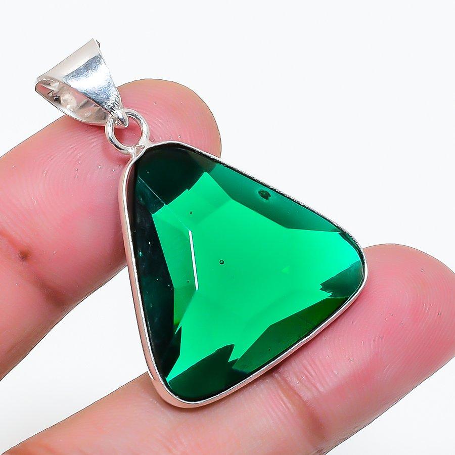 Natural Diopside Gemstone 925 Sterling Silver Jewelry Pendant 1.30" AP-16351