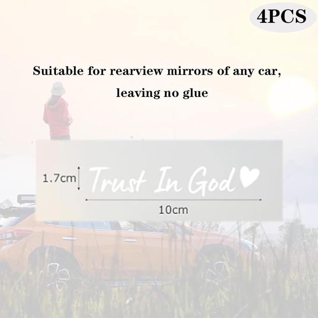 4PCS Car Stickers,Car Accessories Trust In God Rearview Mirror Sticker,Auto Stickers and Decals,Auto Decals for Women,Trust In God Mirror