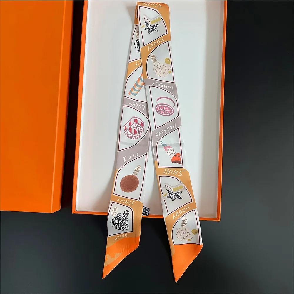 New Small Silk Scarf Ribbon Elegant Hair Tie Band For Women Skinny Head Neck Scarves Satin Bag Decoration Scarf