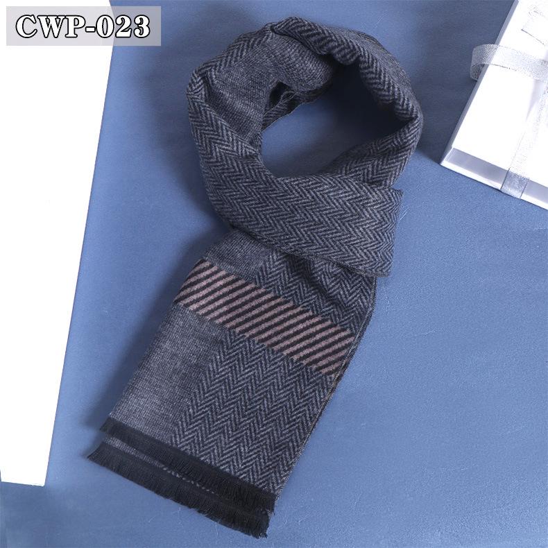 2025 Winter Men's Black Grey Plaid Imitation Cashmere Scarf