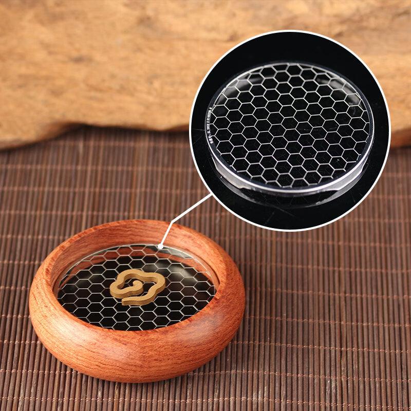 Bamboo Incense Holder with Ruyi Pattern and Stainless Steel Mesh