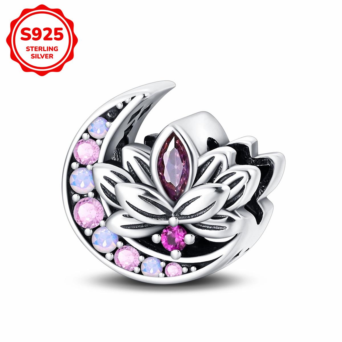 

925 silver classical lotus charm beads suitable for DIY bracelets, necklaces, birthday party jewelry gifts