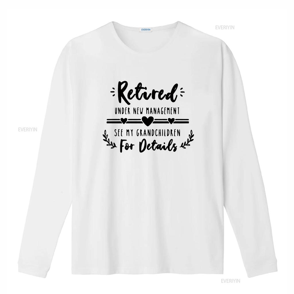 Retired Under New Management See Grandchildren For Details T Shirt Funny Retirement Grandma Womens White Large vintage Washed