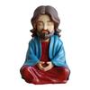 Meditating Cartoon Jesus Figurine Hand-Painted Jesus Statue Sculpture Religious Easter Christmas Desktop Decoration Ornament