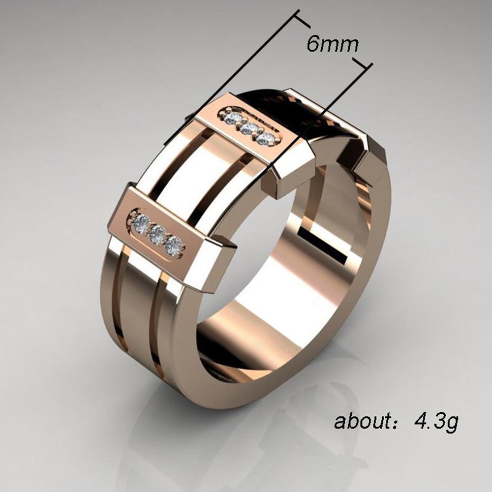 Rose Gold Stainless Steel Ring For Men Fashion Trend Zircon Finger Ring Male Party Engagement