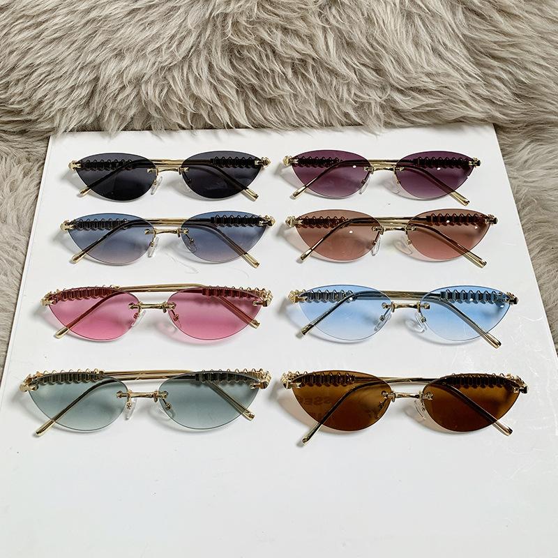 New Fashion Rimless Cat Eye Female Sunglasses High Quality Vintage Metal Frame Sun Glasses Shades UV400 Eyewear