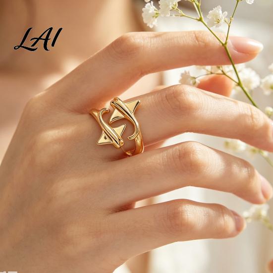 Daily Wear Ring Adjustable Open for Men Women Golden Silver Plated Statement Ring Delicate Jewelry Dating Non Tarnish Alloy Finger Gift Him Her
