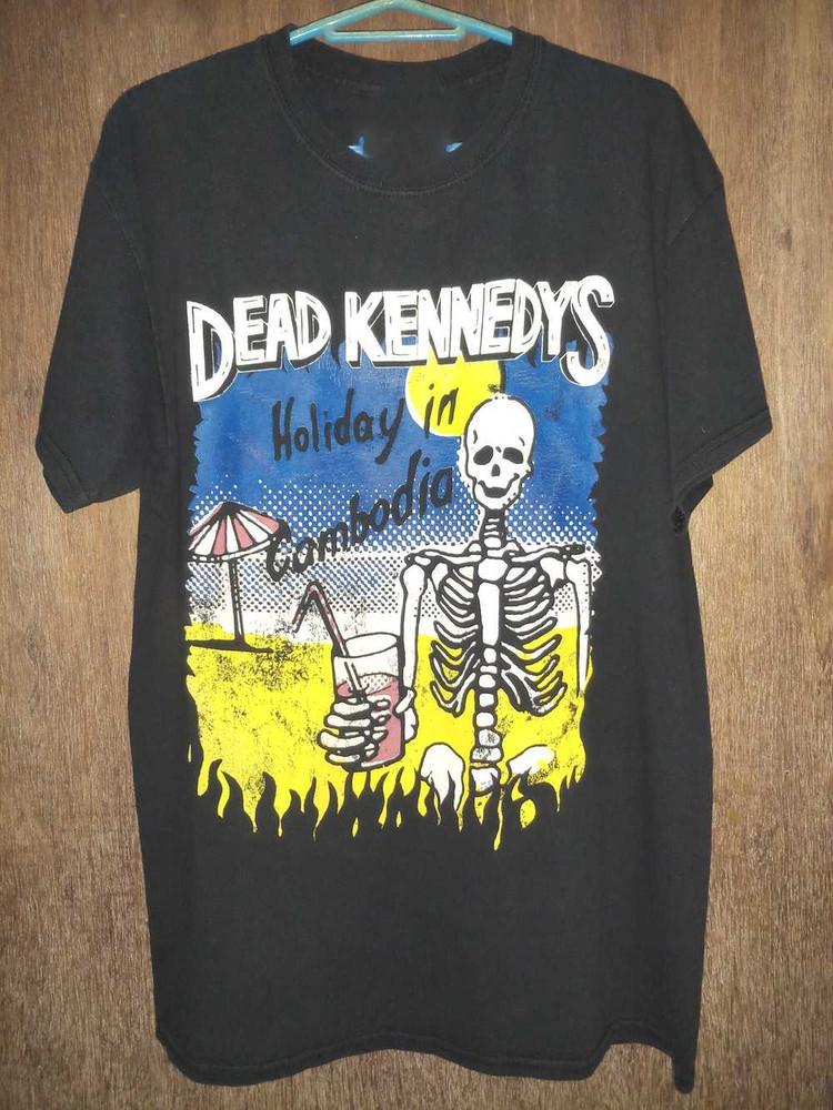 Винтажная черная унисекс футболка Dead Kennedys Holiday in Cambodia, все размеры AR1274 Унисекс футболка XXL