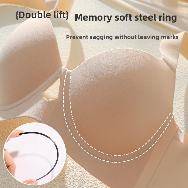 Thin Seamless Naked Feel Full Bust Minimizer Bra, Corrective Lifting Anti-Sag Side Gathering Shaping Bra