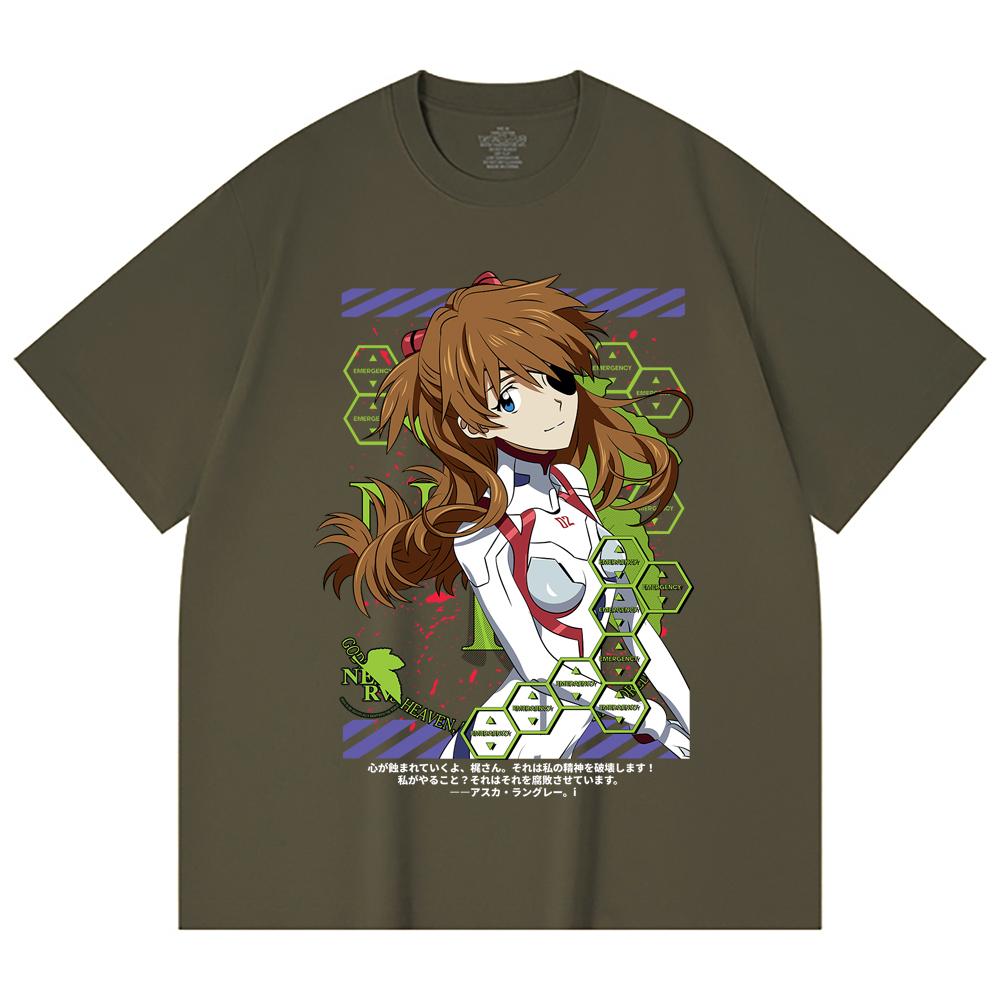 230 Gsm 100% Cotton Evangelion V4 Asuka Print Unisex Heavy Cotton T Shirt
