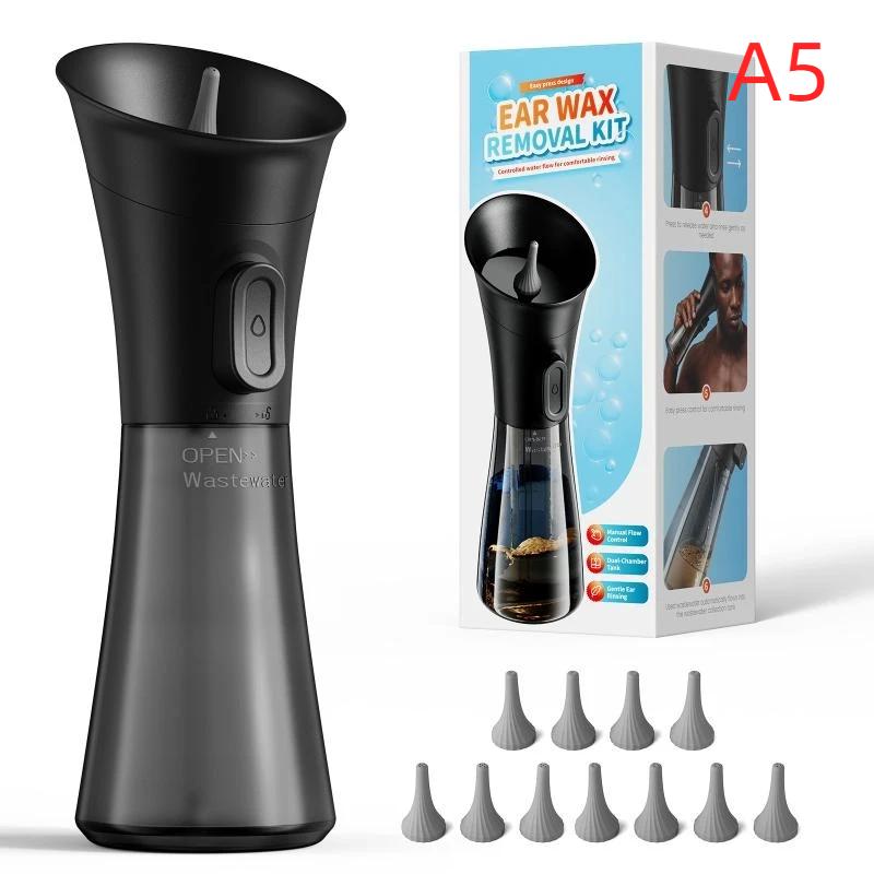 1 Set Two-Chamber Ear Irrigation Kit With Nozzle Tips Multi-Tip Electricmanual For Adults Home Ear Cleaning Irrigator