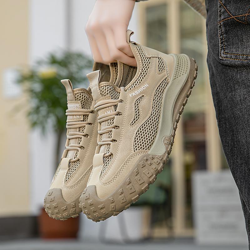 Fashion Training Working Shoes for Men 2025 Breathable Mesh Casual Shoes Summer Anti Slip Wear-resistant Hiking Shoes Running Sneakers