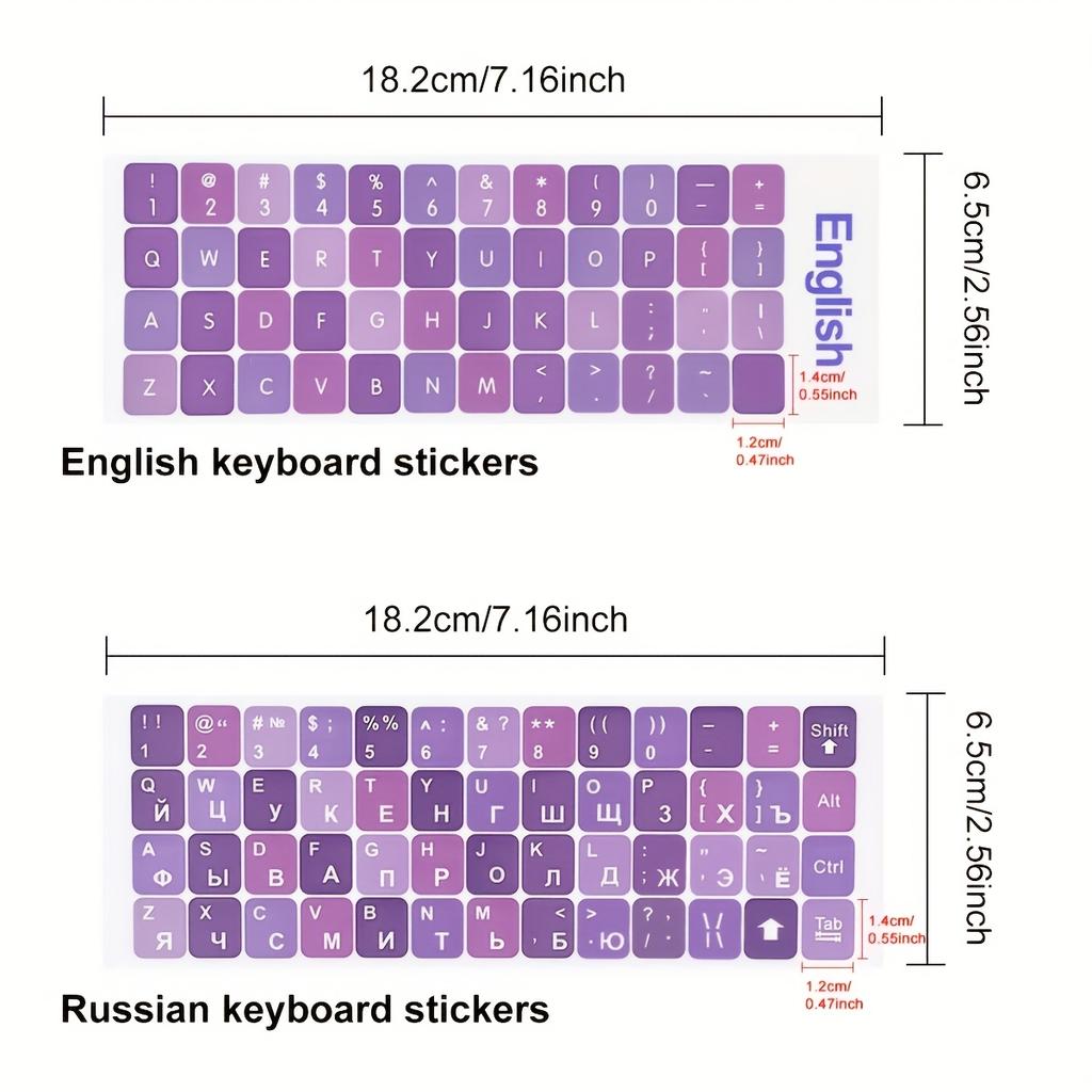 Bilingual Keyboard Stickers 1pcs Durable English/Russian Keyboard Stickers Keycaps, Transparent Adhesive Pads for Laptop, Desktop, Typing Practice