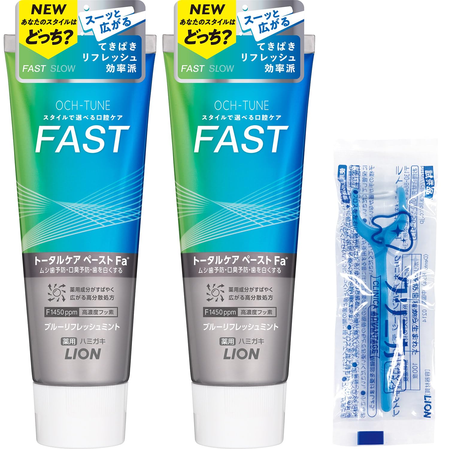 

FAST Blue Refresh Mint High Fluoride Concentration Set of 2 with Floss OCH-TUNE (Octune) [Quasi-drug] Toothpaste, (1450 ppm), (130g) синий